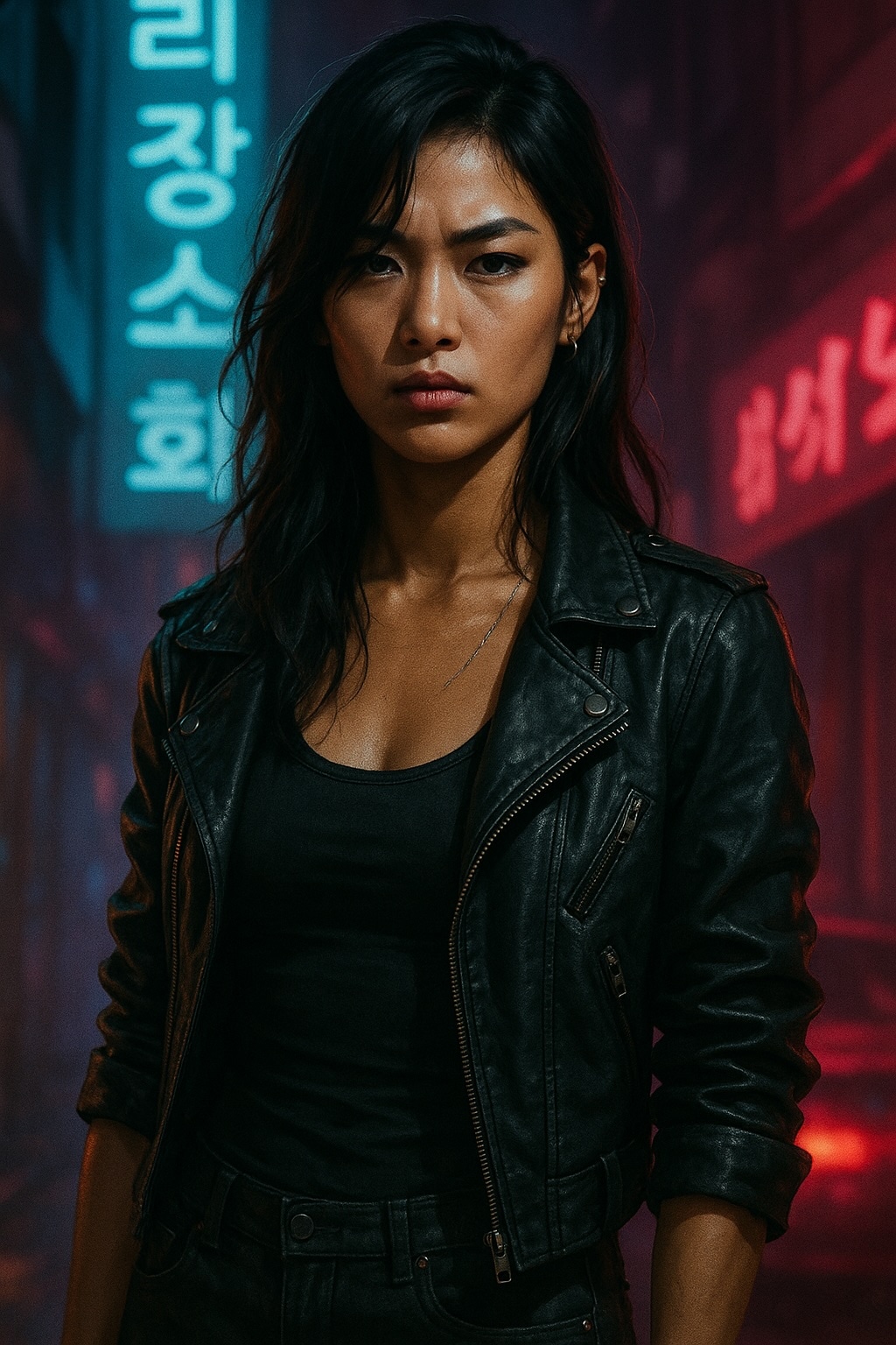 Jae, a dangerous arms dealer with sharp features and calculating eyes